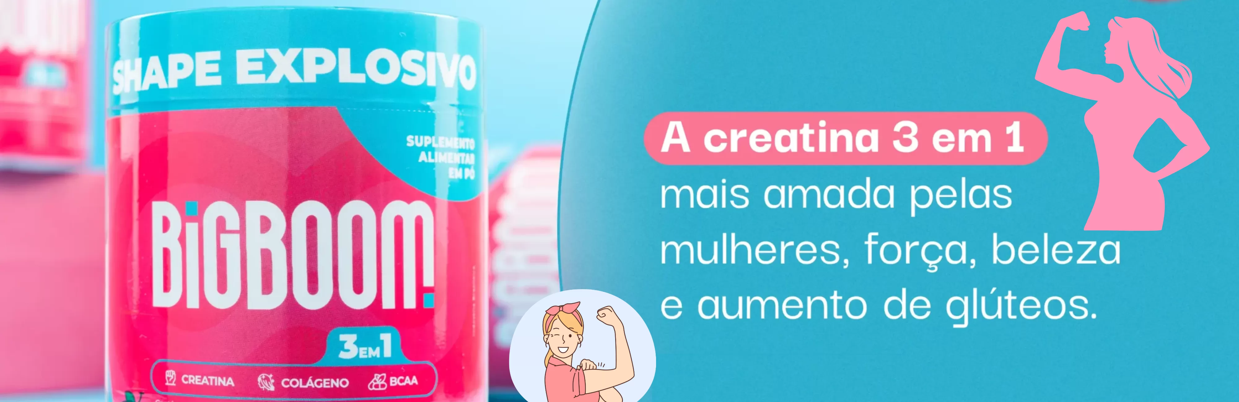 creatina rosa 3 em 1 da bigboom pote 300g